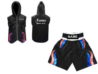 Boxing set - Custom Boxing Hoodie and Boxing Shorts : Black Flame